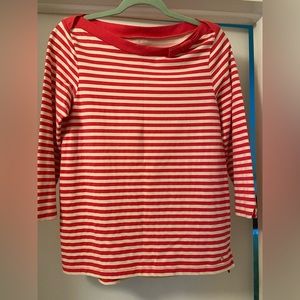 KATE Spade Red and cream 3/4 length sleeve stretch shirt